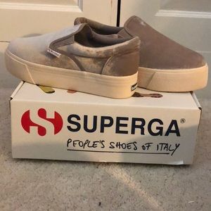 Grey Velvet Platform Supergas